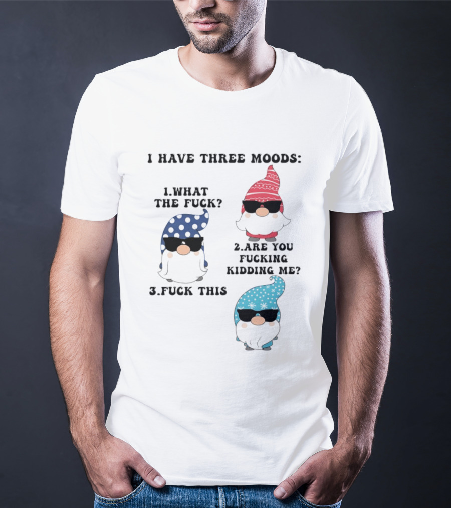 I Have Three Moods What The Fuck Are You Fucking Kidding Me Fuck This Gnome T-Shirt