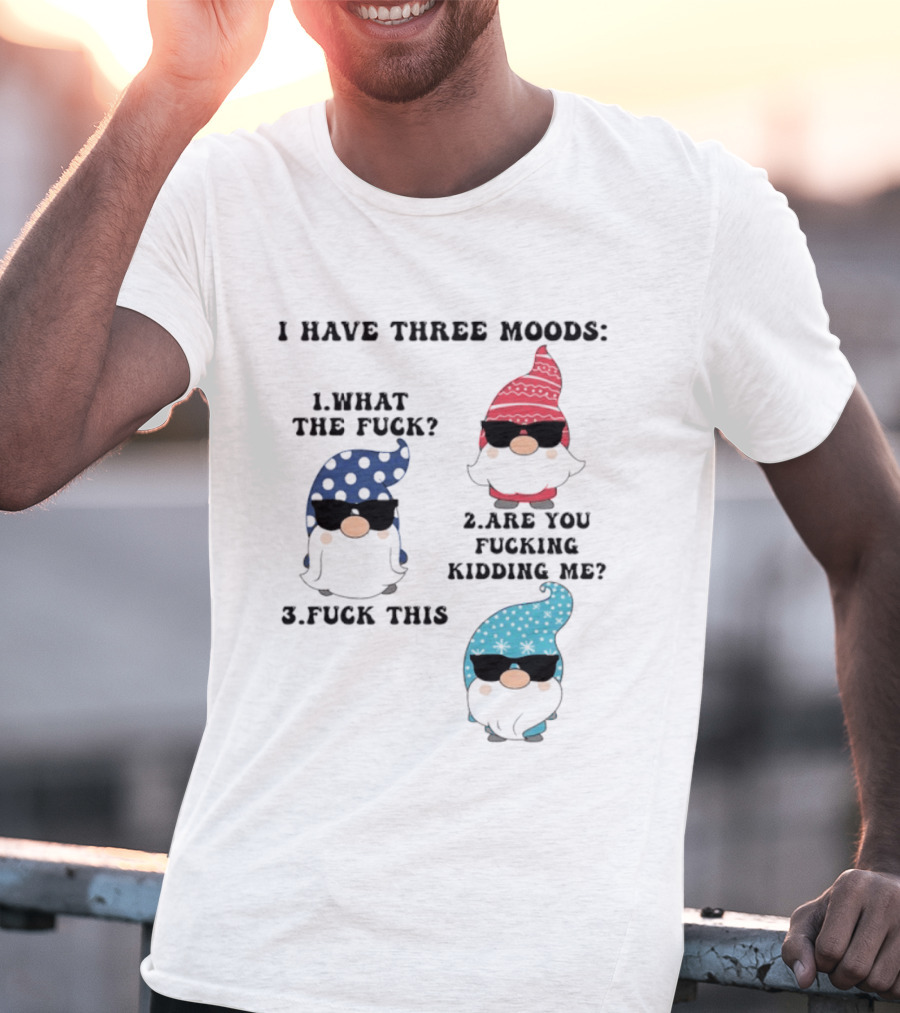 I Have Three Moods What The Fuck Are You Fucking Kidding Me Fuck This Gnome T-Shirt