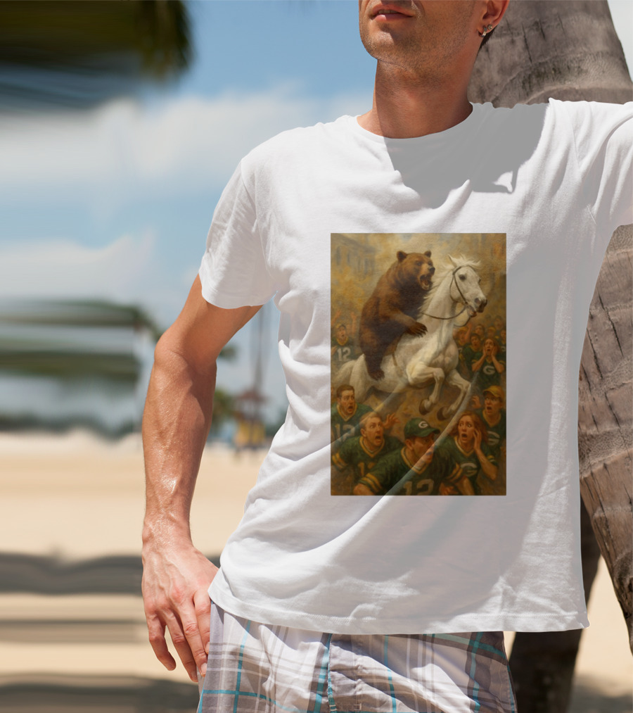 Bear Riding Horse Surprising Green Bay Packers Fans NFL Humor T-Shirt