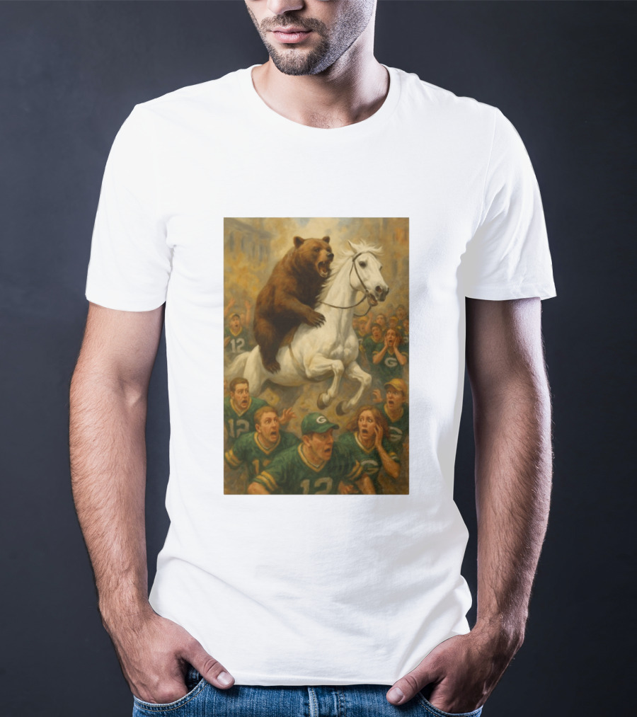 Bear Riding Horse Surprising Green Bay Packers Fans NFL Humor T-Shirt