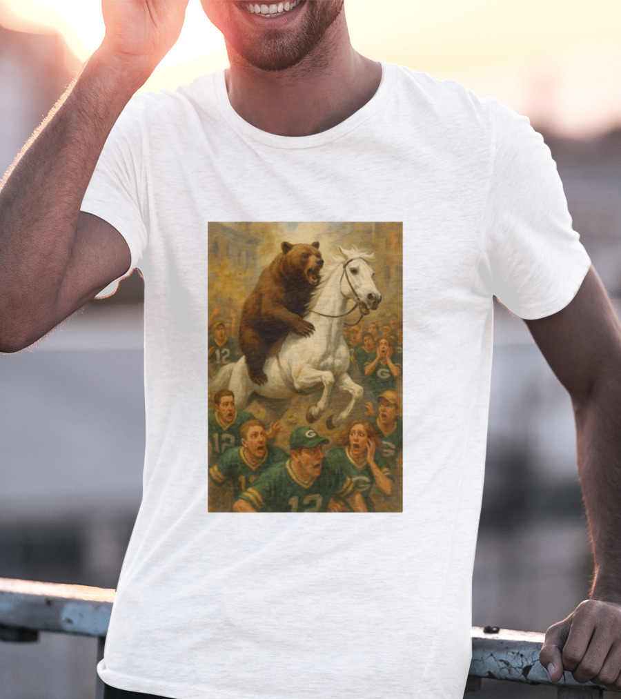 Bear Riding Horse Surprising Green Bay Packers Fans NFL Humor T-Shirt
