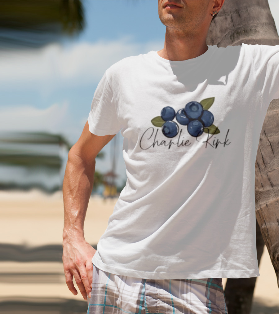 He Is On A Work Trip With Jesus Charlie Kirk 1993 2025 Blueberries T-Shirt