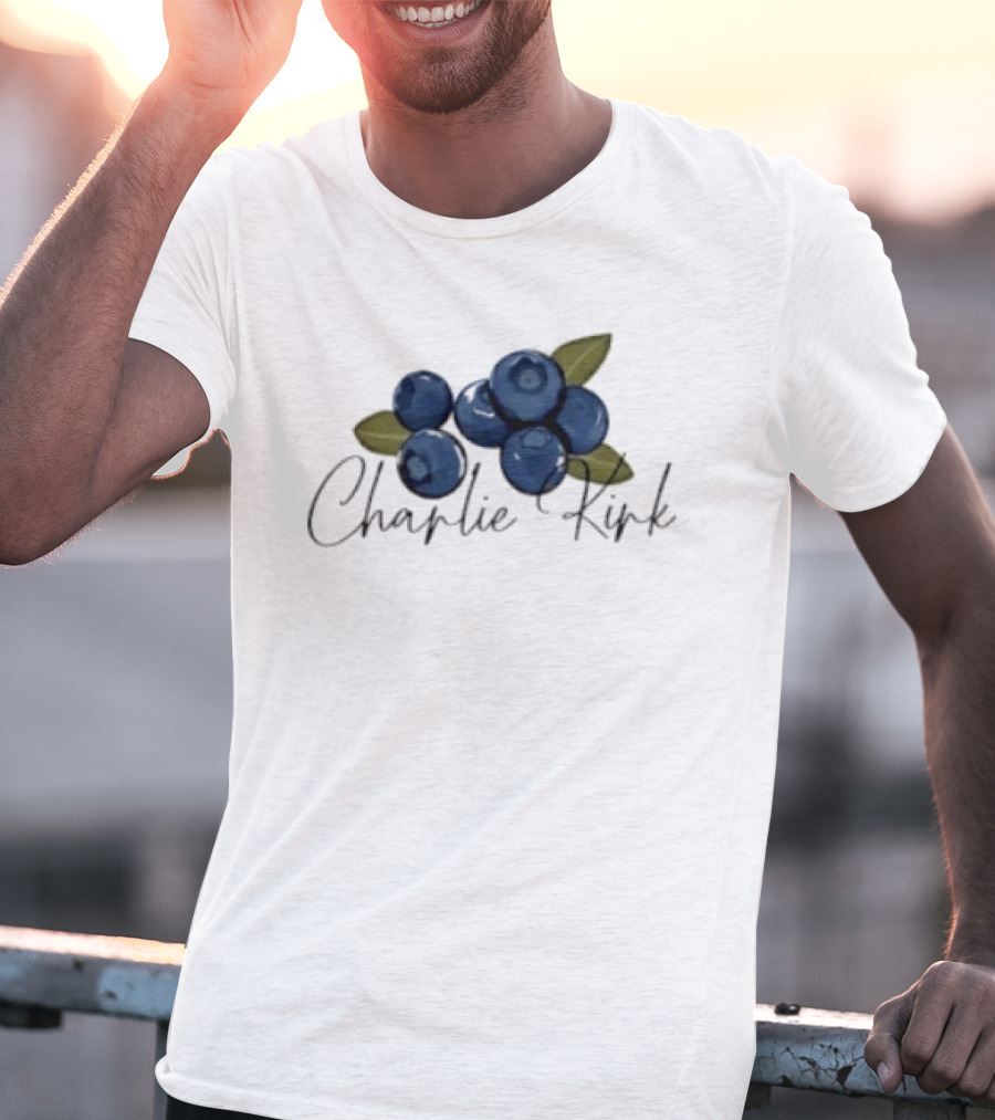 He Is On A Work Trip With Jesus Charlie Kirk 1993 2025 Blueberries T-Shirt