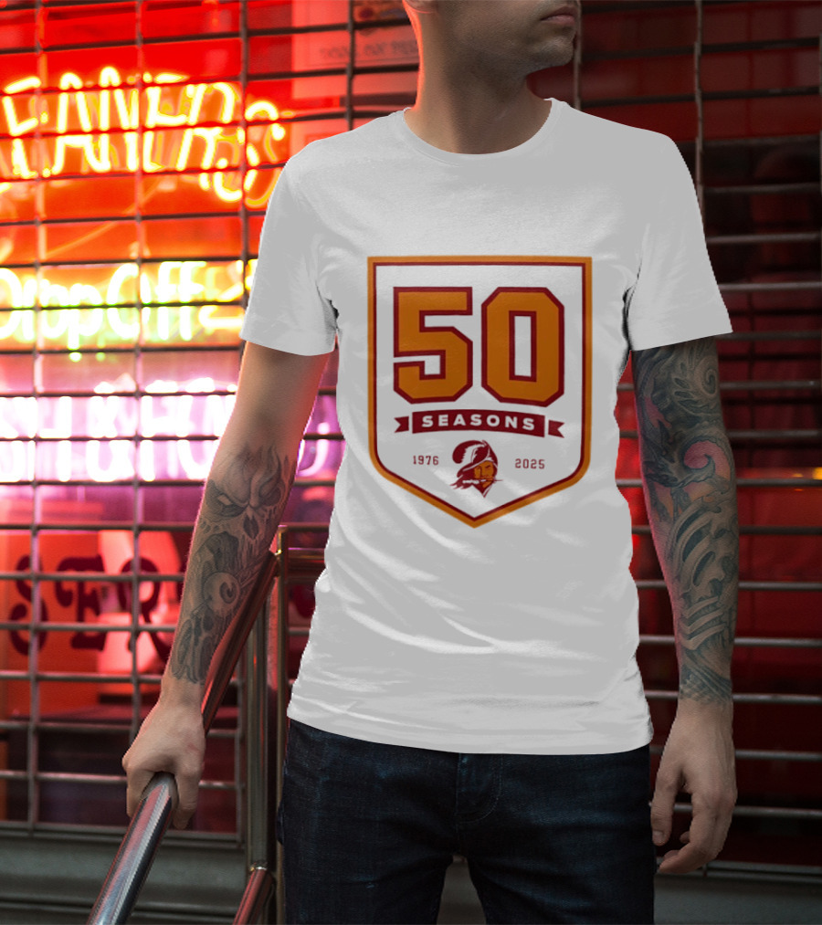 Bucky Irving 7 Tampa Bay Buccaneers 50 Seasons 1976 2025 T-Shirt