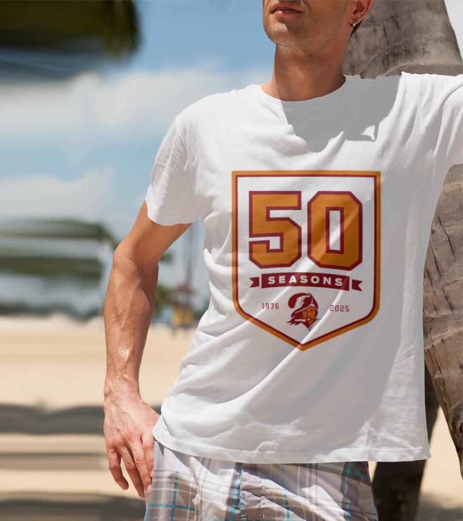Bucky Irving 7 Tampa Bay Buccaneers 50 Seasons 1976 2025 T-Shirt