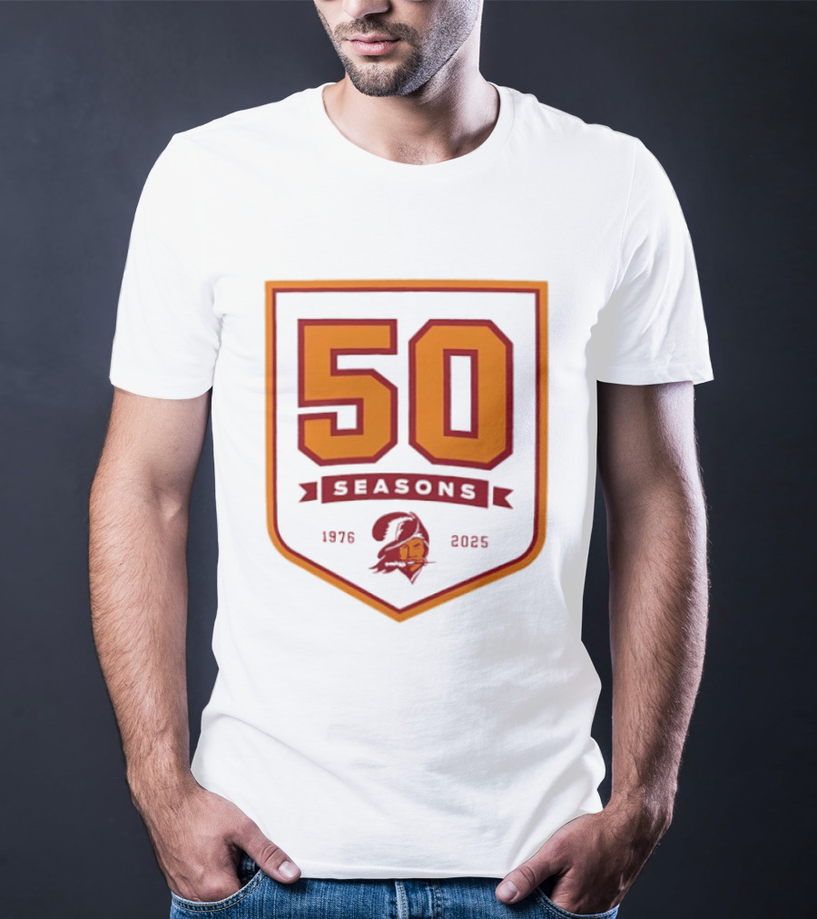 Bucky Irving 7 Tampa Bay Buccaneers 50 Seasons 1976 2025 T-Shirt