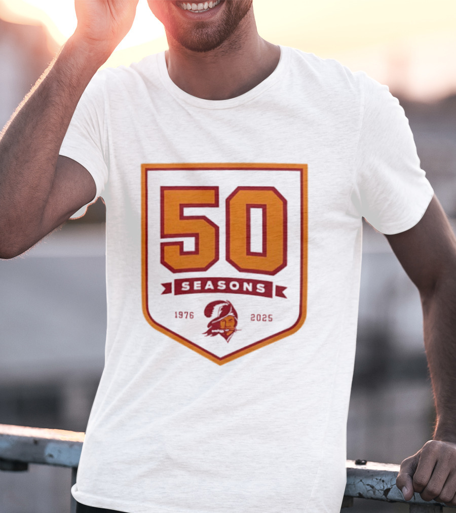 Bucky Irving 7 Tampa Bay Buccaneers 50 Seasons 1976 2025 T-Shirt