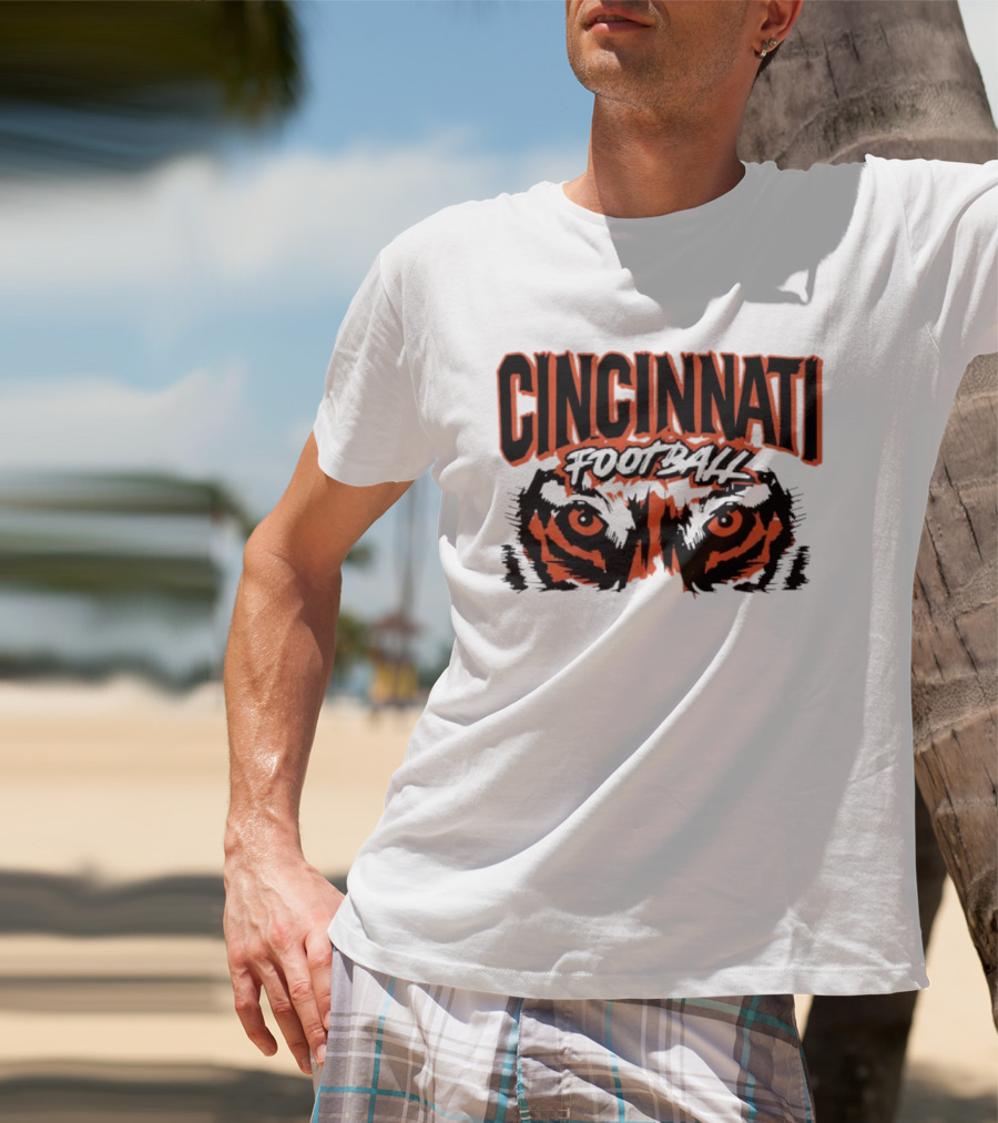 Cincinnati Football Tiger Eyes Grunge T-Shirt