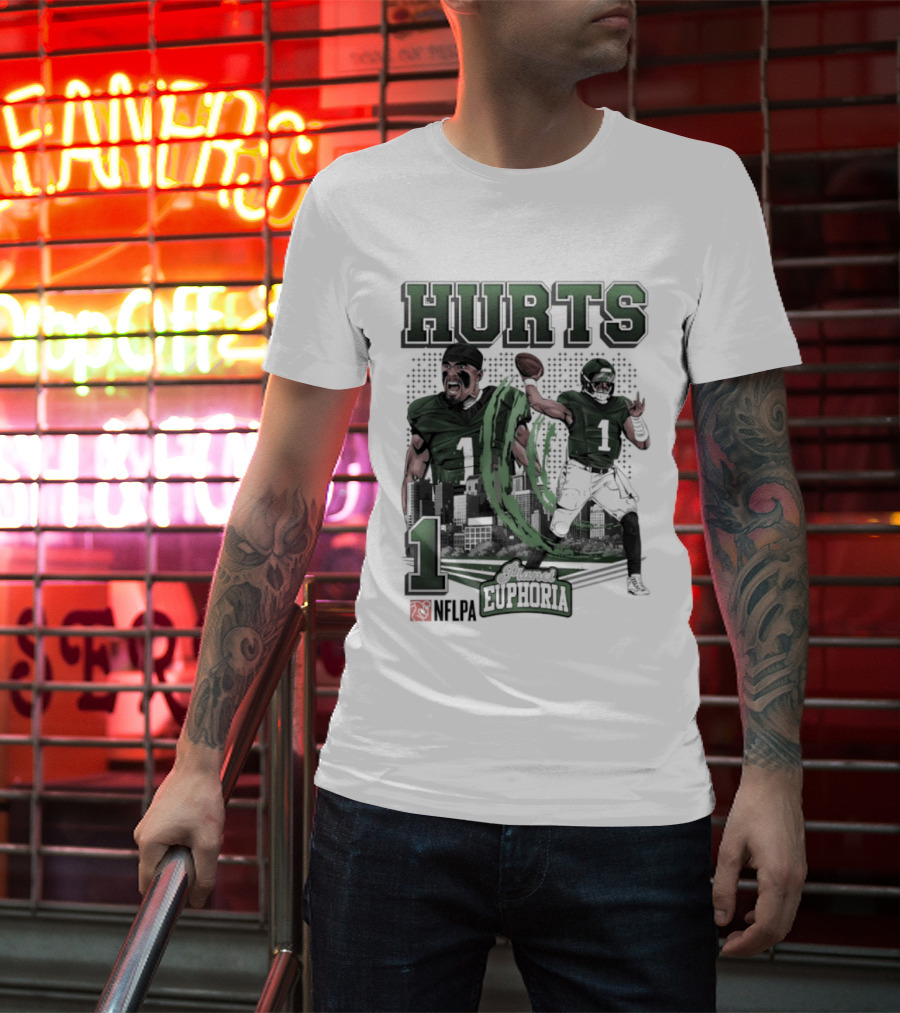 Jalen Hurts 1 Euphoria Philadelphia Eagles Player Collage T-Shirt