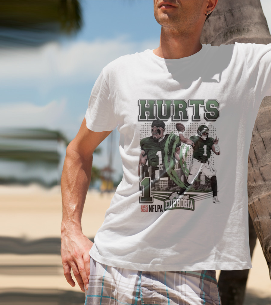 Jalen Hurts 1 Euphoria Philadelphia Eagles Player Collage T-Shirt