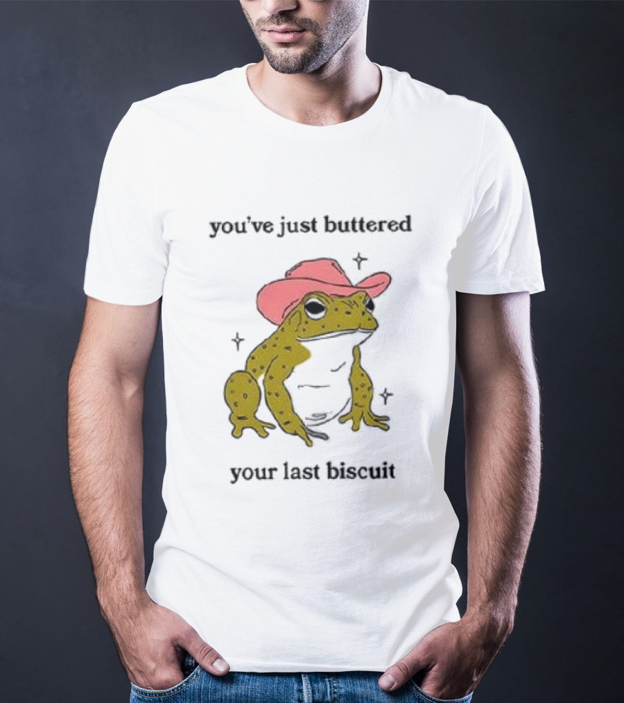 Cowboy Frog You've Just Buttered Your Last Biscuit Pink Hat T-Shirt