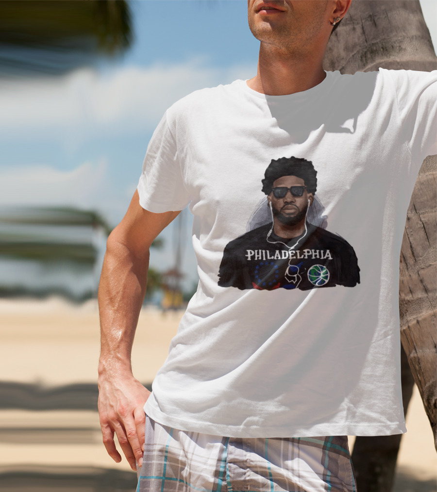Philadelphia Joel Embiid Wired Earphones Basketball 76ers T-Shirt
