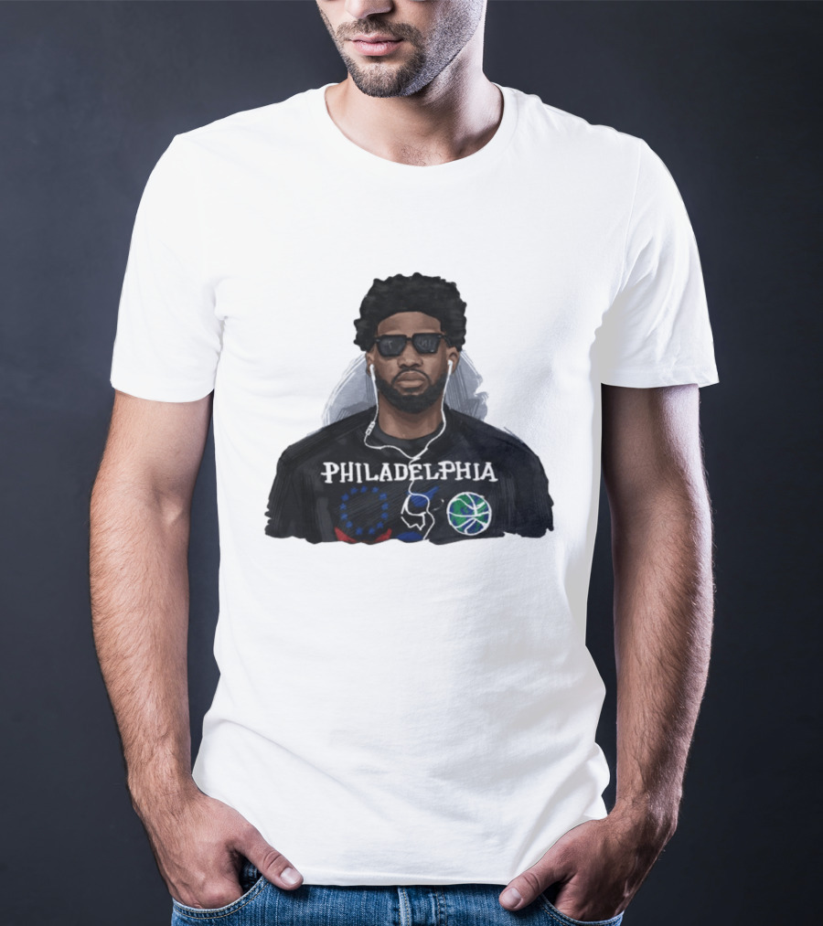 Philadelphia Joel Embiid Wired Earphones Basketball 76ers T-Shirt