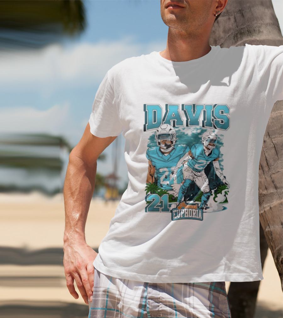 Davis 21 Planet Euphoria Football Player Miami Dolphins T-Shirt