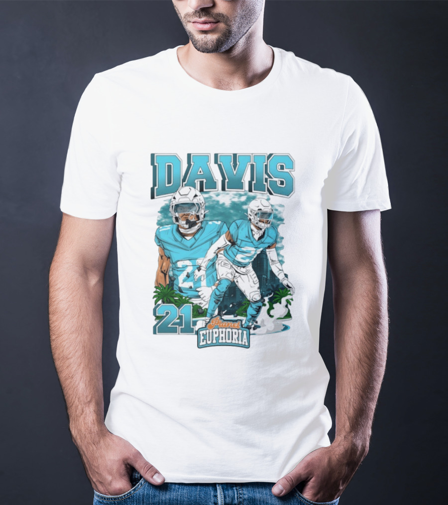 Davis 21 Planet Euphoria Football Player Miami Dolphins T-Shirt