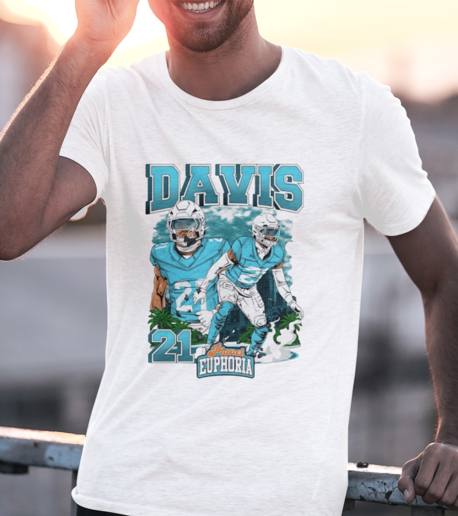 Davis 21 Planet Euphoria Football Player Miami Dolphins T-Shirt