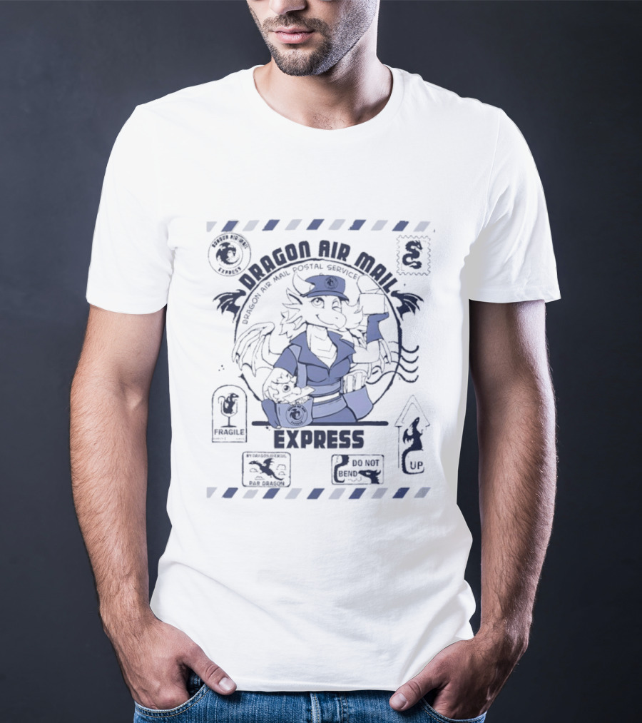Dragon Air Mail Postal Service Express Stamp Winged Courier T-Shirt