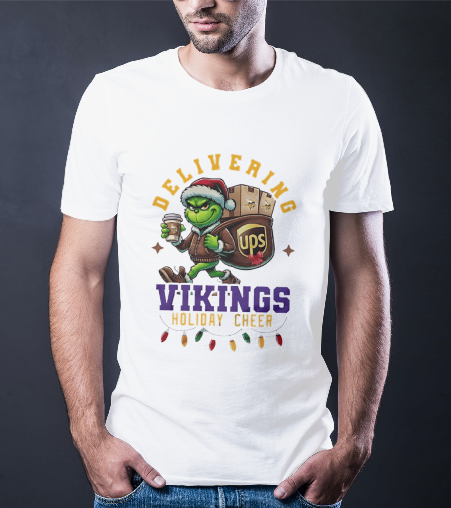 Delivering Vikings Holiday Cheer Grinch UPS Christmas T-Shirt