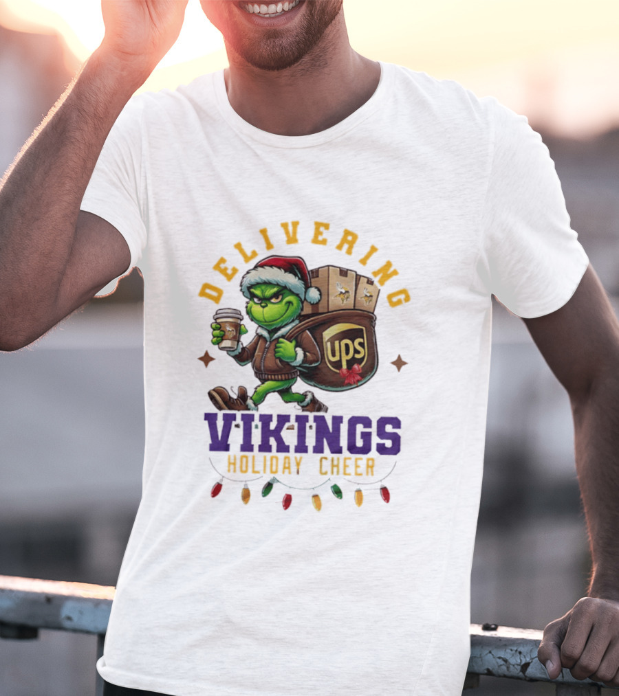 Delivering Vikings Holiday Cheer Grinch UPS Christmas T-Shirt