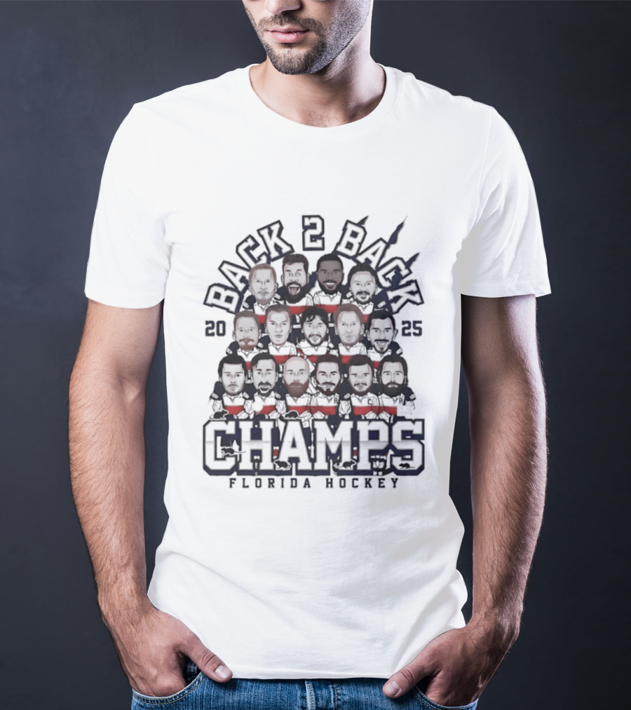 Florida Panthers Back 2 Back Champs 2025 Hockey T-Shirt