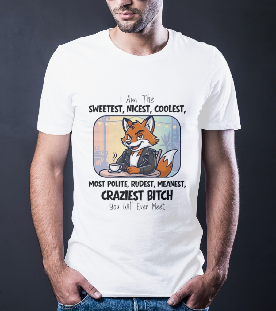 I Am The Sweetest Nicest Coolest Most Polite Rudest Meanest Craziest Bitch You Will Ever Meet Fox Coffee T-Shirt