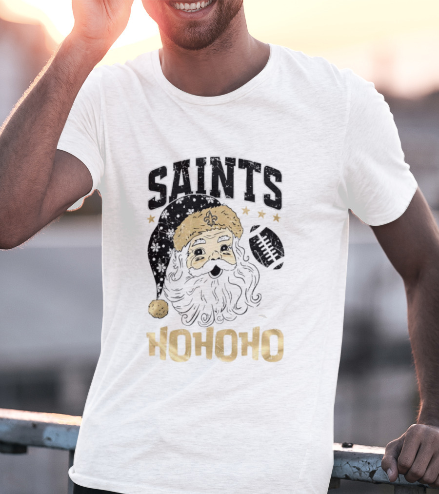 New Orleans Saints Santa Claus Ho Ho Ho Merry Christmas Football T-Shirt