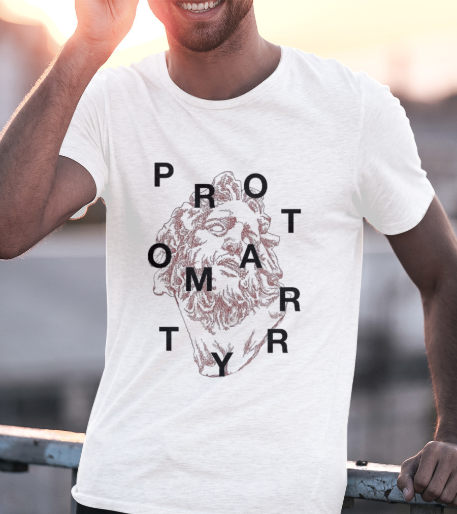 Protomartyr Artistic Statue Motif With Text Overlay T-Shirt