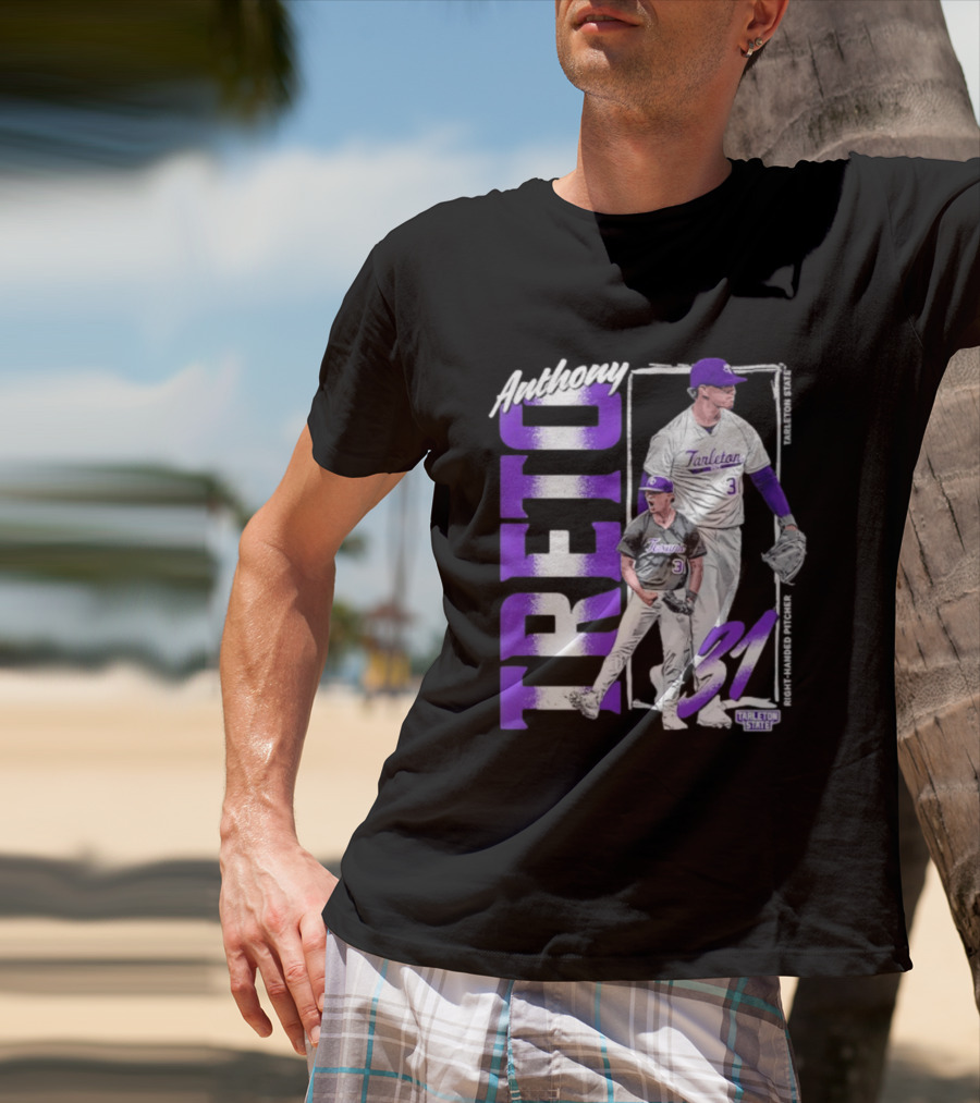 Anthony Treto 31 Tarleton State Baseball Pitcher T-Shirt