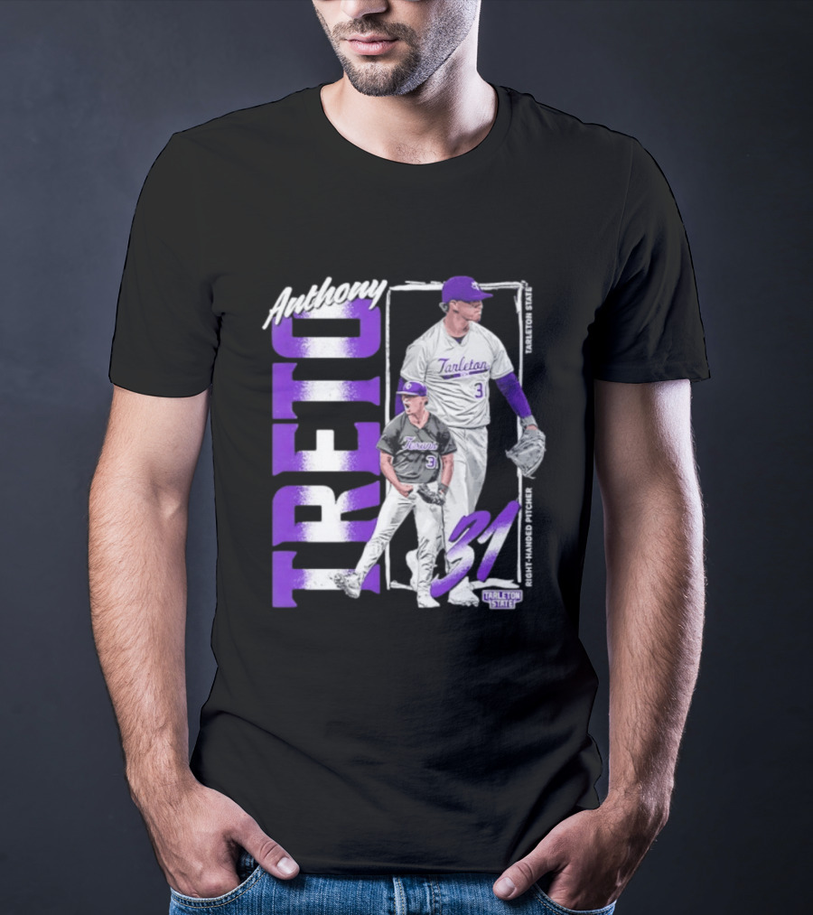 Anthony Treto 31 Tarleton State Baseball Pitcher T-Shirt