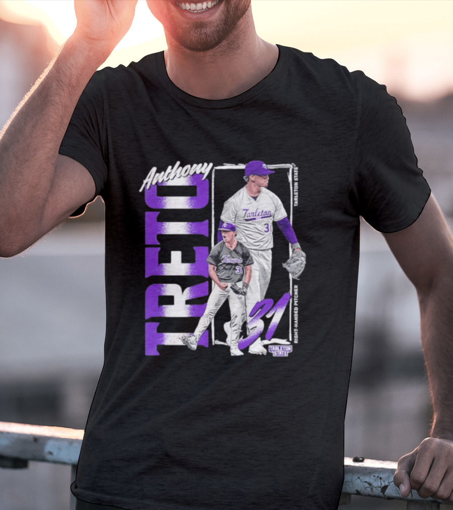 Anthony Treto 31 Tarleton State Baseball Pitcher T-Shirt
