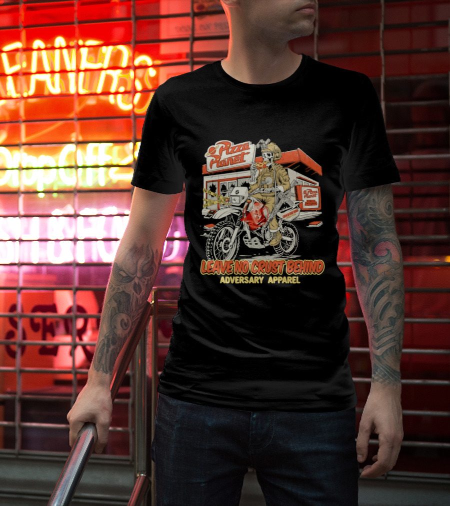 Pizza Planet Tactical Operations Department Funny Motorcycle Leave No Crust Behind T-Shirt