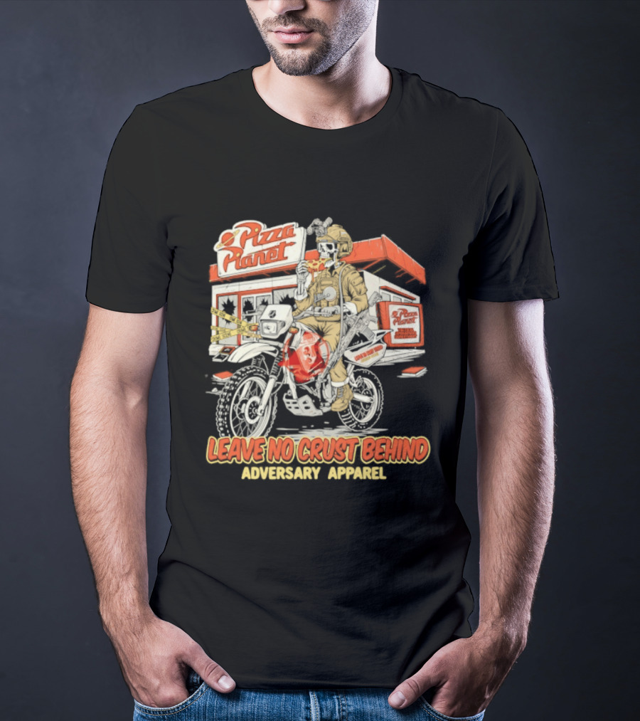 Pizza Planet Tactical Operations Department Funny Motorcycle Leave No Crust Behind T-Shirt
