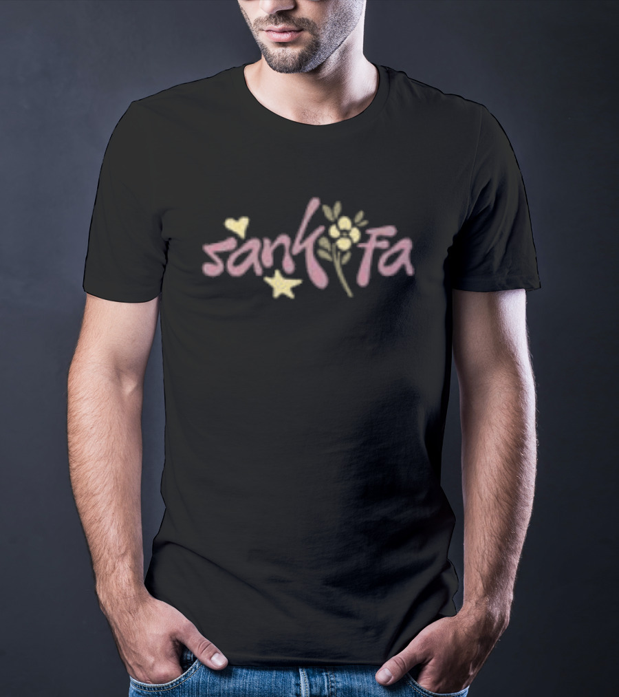 Sankofa Redveil Store Decorative Floral Text With Yellow Hearts And Flowers T-Shirt