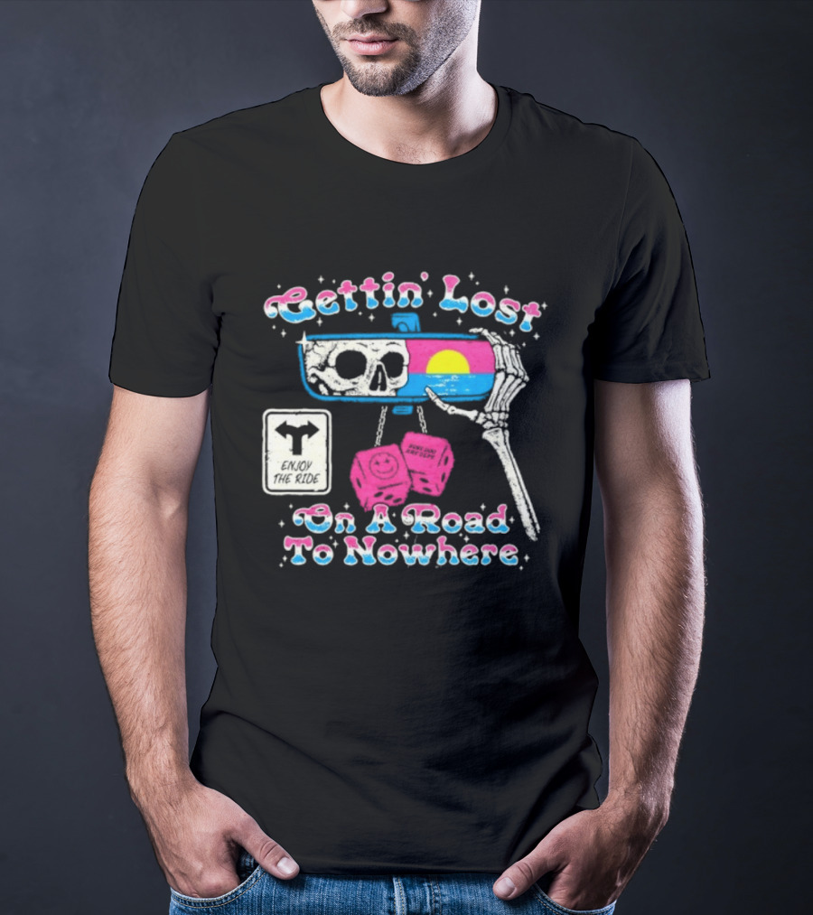 Gettin' Lost On A Road To Nowhere Skeleton Sunset Boss Dog Dept T-Shirt