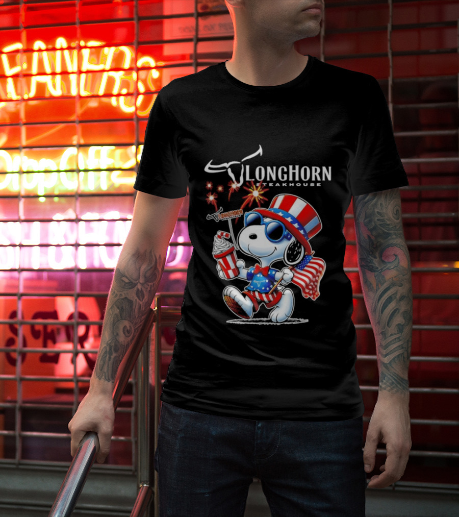 Snoopy Longhorn Steakhouse USA 1776 2026 250th Anniversary Celebration T-Shirt