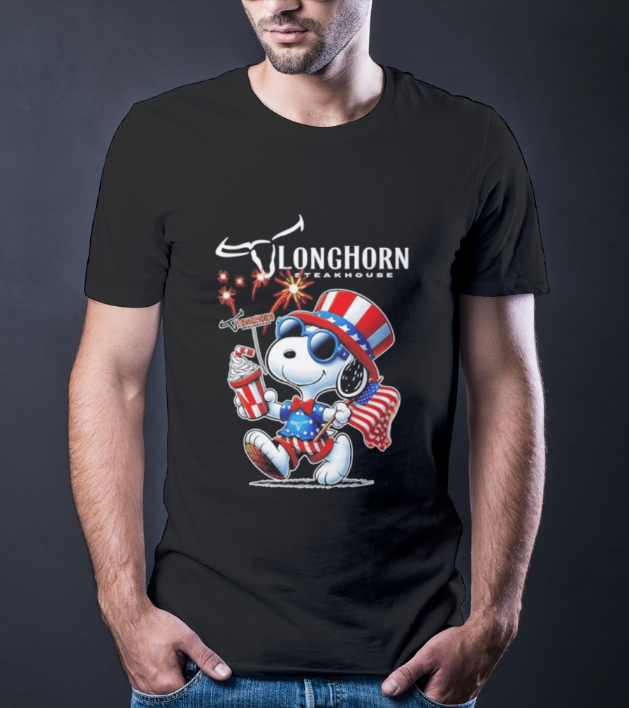 Snoopy Longhorn Steakhouse USA 1776 2026 250th Anniversary Celebration T-Shirt