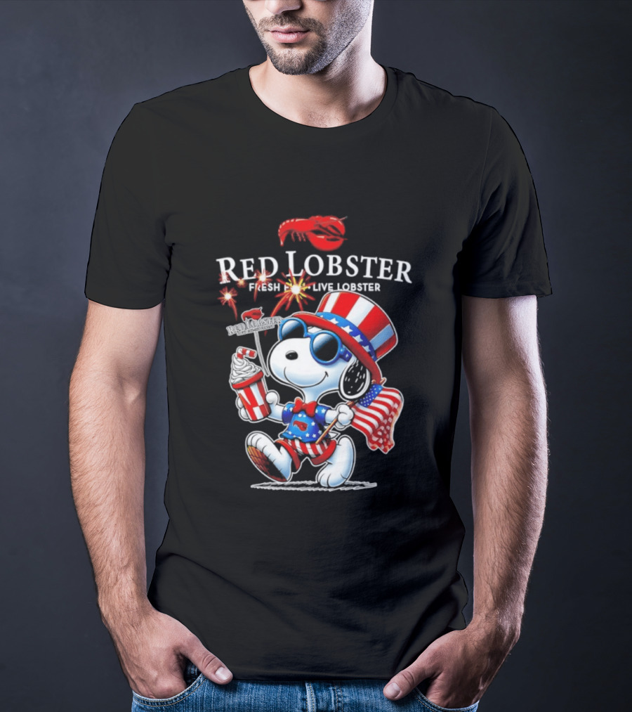 Snoopy Red Lobster Fresh Live Lobster America 1776 2026 250th Anniversary T-Shirt