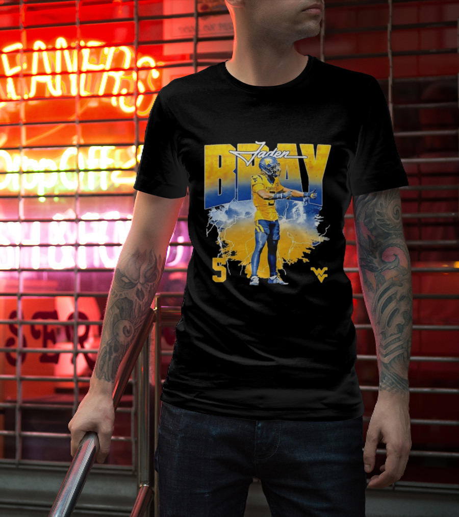 Jaden Bray 5 West Virginia Football NCAA Player WVU Mountaineers T-Shirt