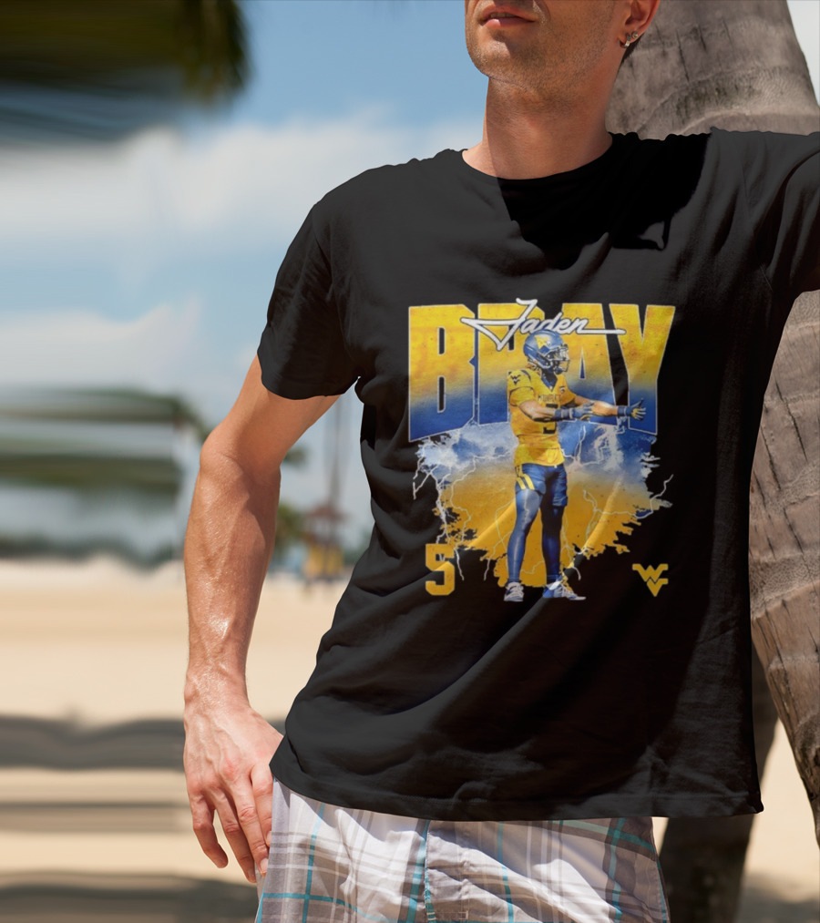 Jaden Bray 5 West Virginia Football NCAA Player WVU Mountaineers T-Shirt