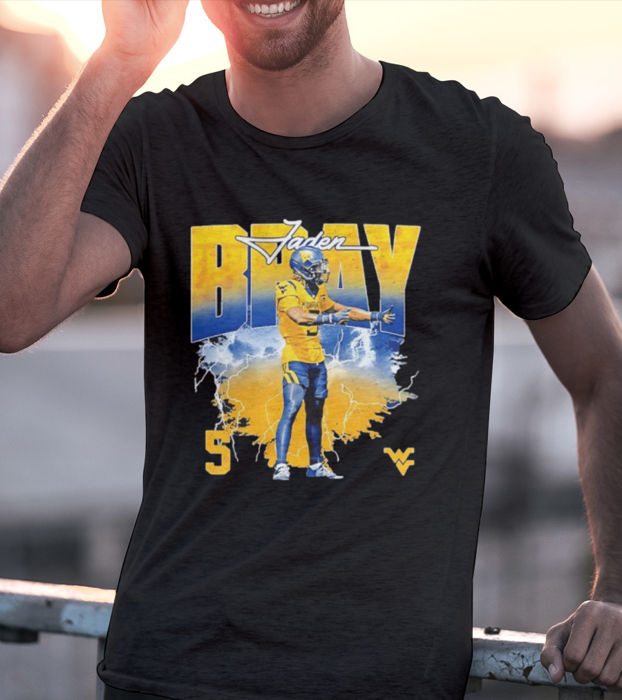 Jaden Bray 5 West Virginia Football NCAA Player WVU Mountaineers T-Shirt
