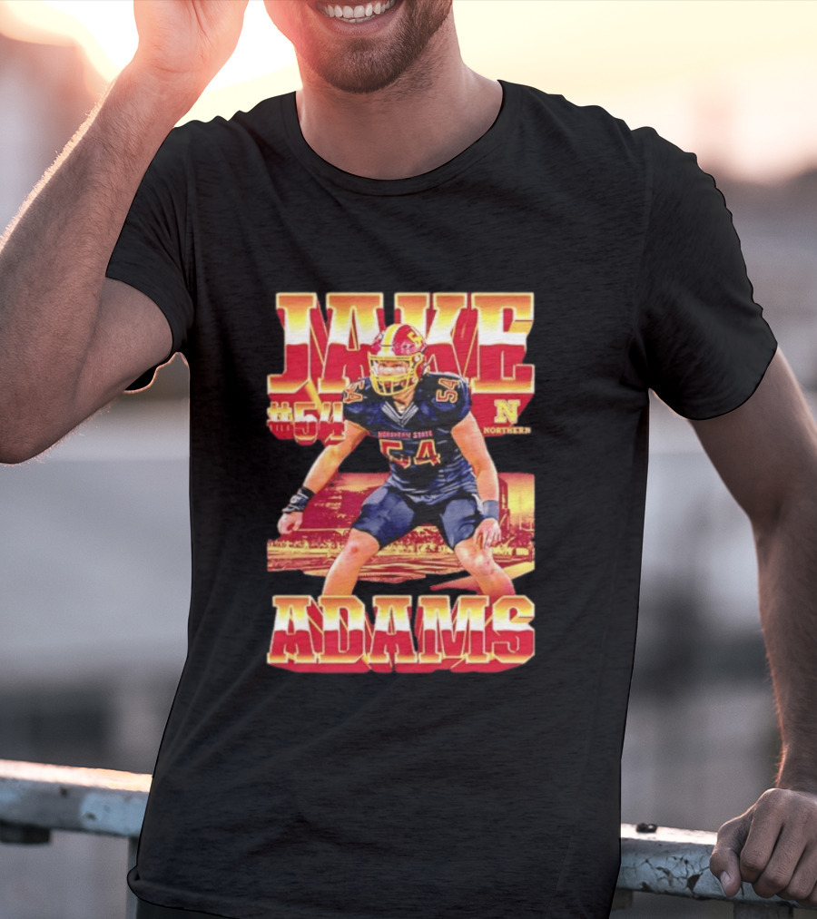 Jake Adams 54 Northern State University NCAA Football Player Number T-Shirt