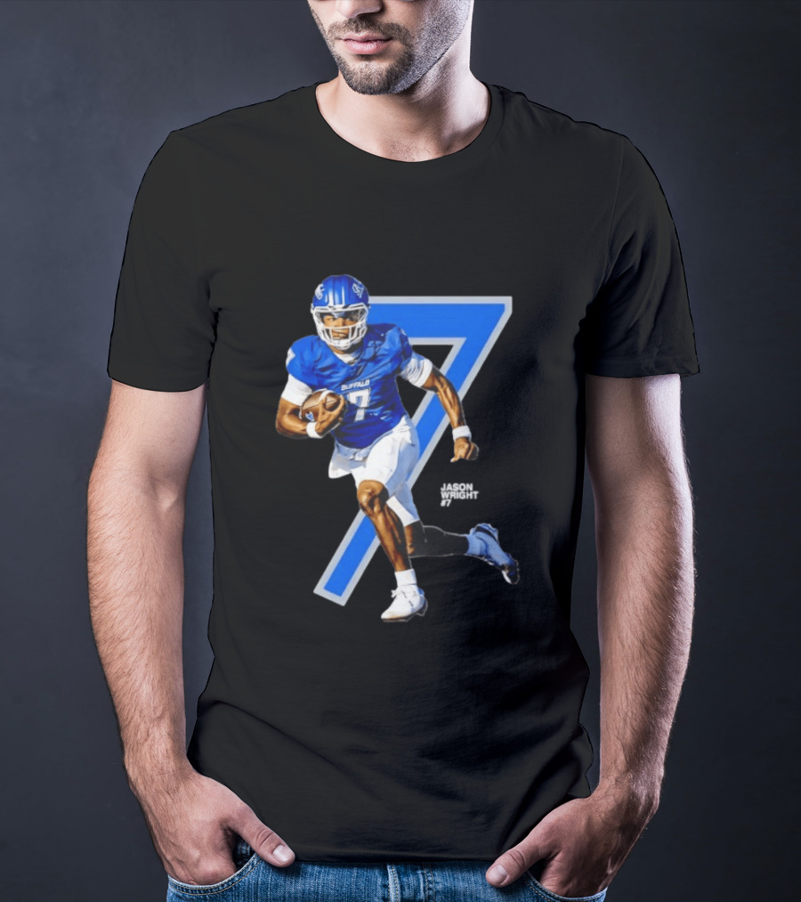 Buffalo Bulls Quarterback Jason Wright Number 7 NCAA Football Star Player T-Shirt