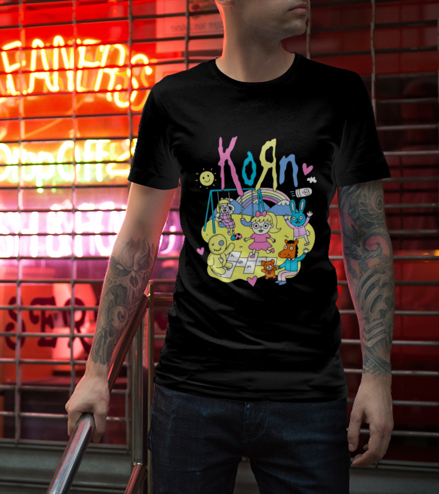 Korn Playground Cartoon Pastel Nu Metal Band T-Shirt