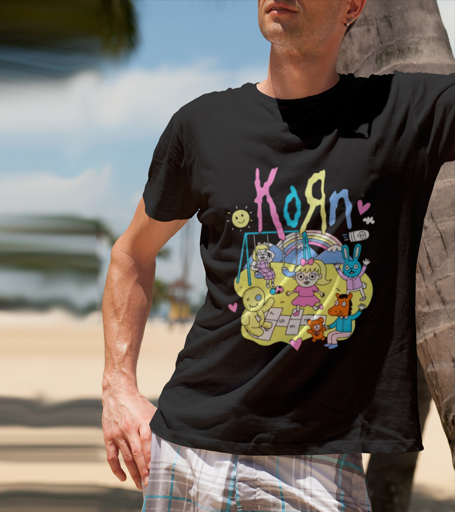 Korn Playground Cartoon Pastel Nu Metal Band T-Shirt