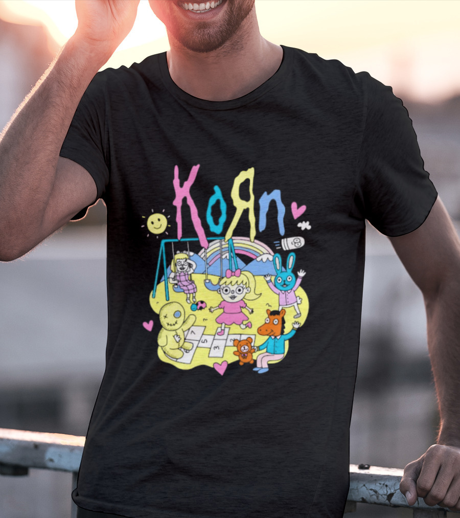 Korn Playground Cartoon Pastel Nu Metal Band T-Shirt