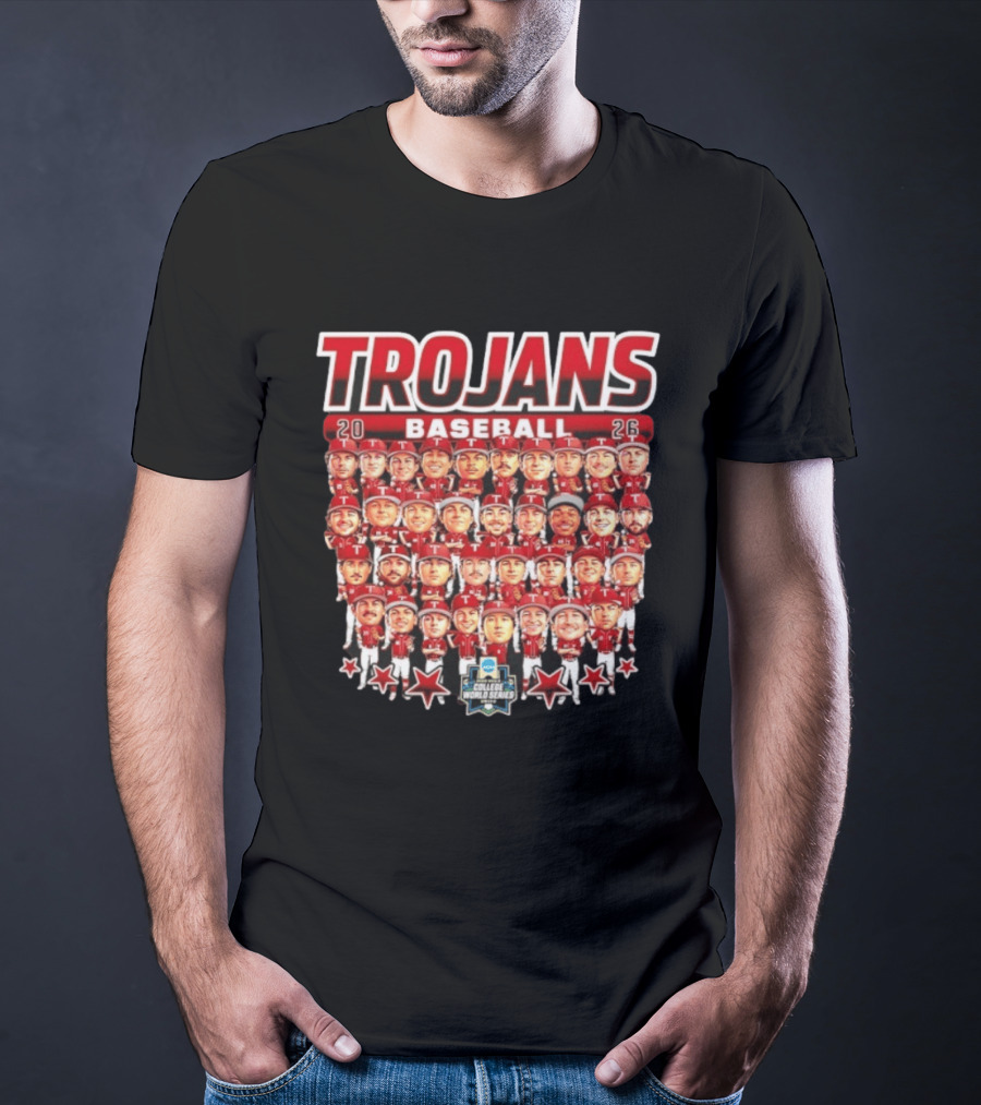 Trojans 2026 Baseball Team Caricatures NCAA College World Series T-Shirt