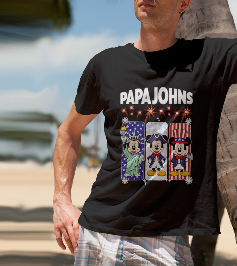 Papa Johns Mickey Mouse America 250th Anniversary Celebration T-Shirt