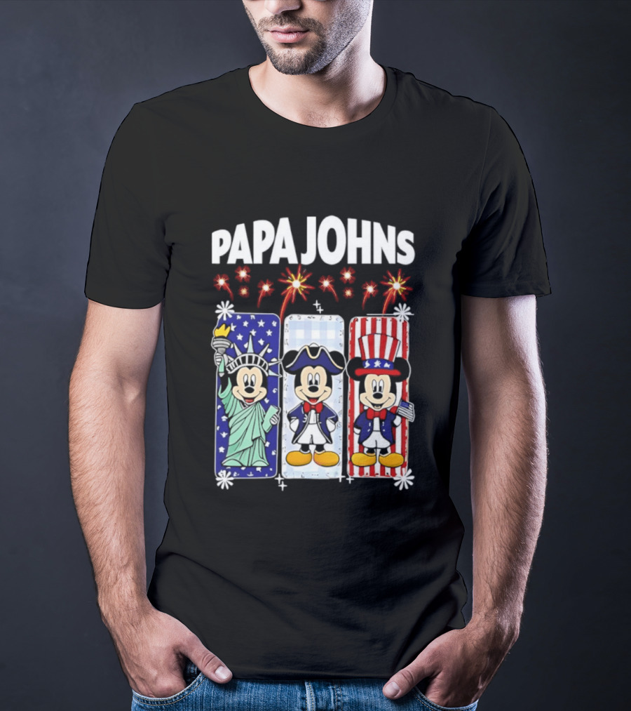 Papa Johns Mickey Mouse America 250th Anniversary Celebration T-Shirt