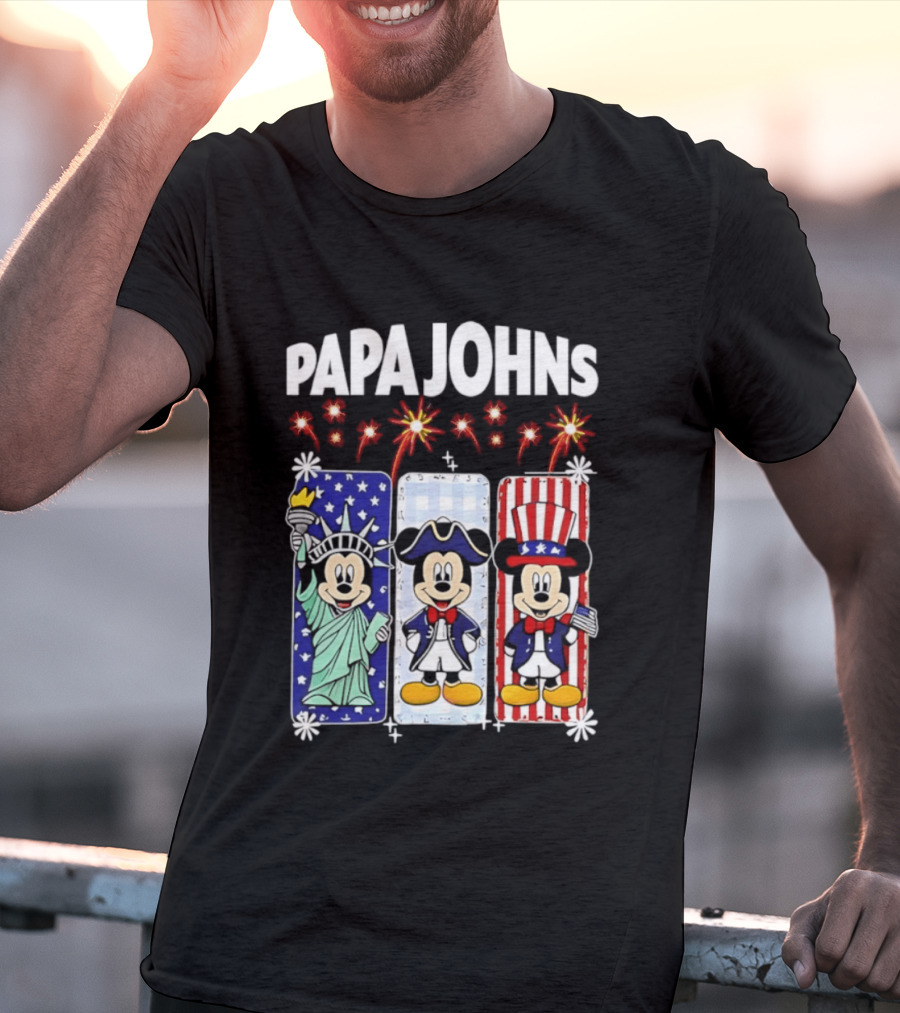 Papa Johns Mickey Mouse America 250th Anniversary Celebration T-Shirt