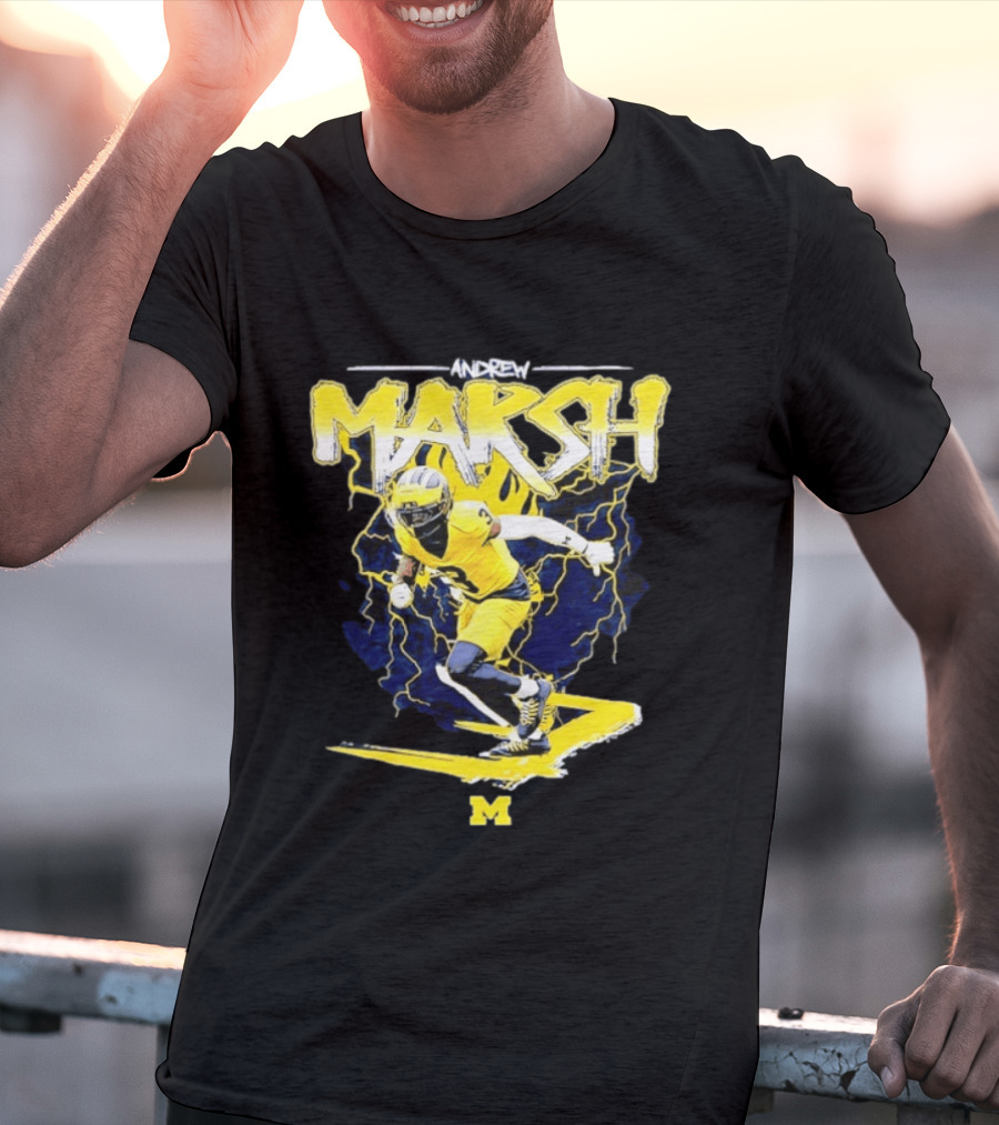Andrew Marsh 3 Michigan Wolverines Football Player NCAA T-Shirt
